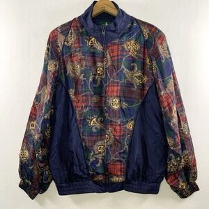 Vintage 90s Hunt Club Womens 100%‎ Silk Bomber Jacket M Old Money Loud Luxury